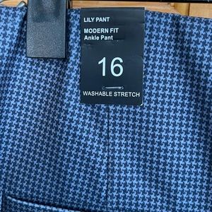 Amanda & Chelsea NWT Blue Houndstooth Lily Pant Sz 16